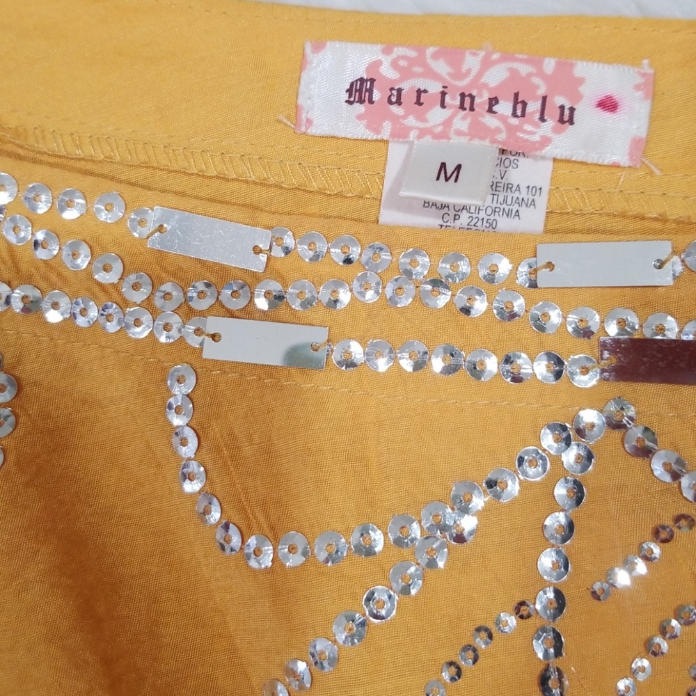 Marineblu one shoulder sequined yellow top. Size M - Picture 7 of 8